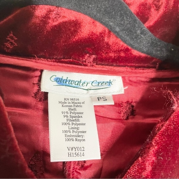 COLDWATER CREEK Red Velvet Puffy Quilted Christmas Trees Women's Petite Small - Picture 5 of 5